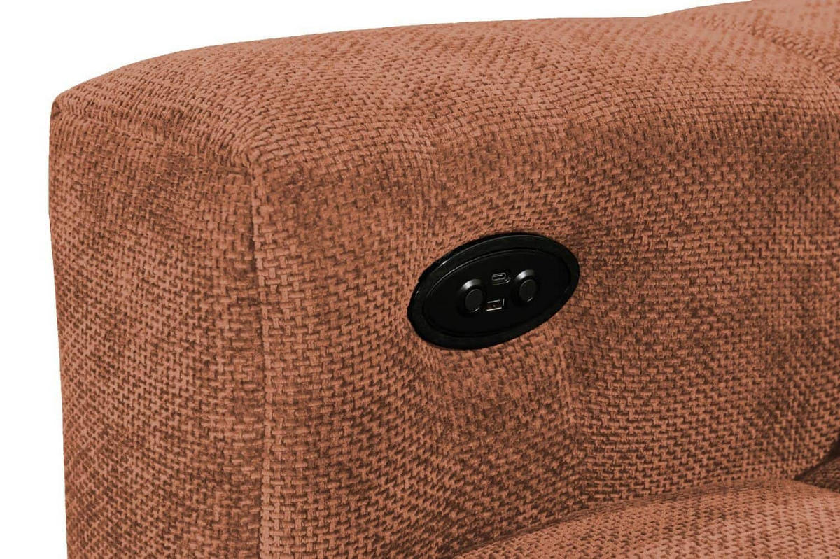 ECKSCHLAFSOFA mit elektronische Sitztiefenverstellung - Schwarz Hochglanz/Terracotta, Kunststoff/Textil (170/297cm) - ed exciting design