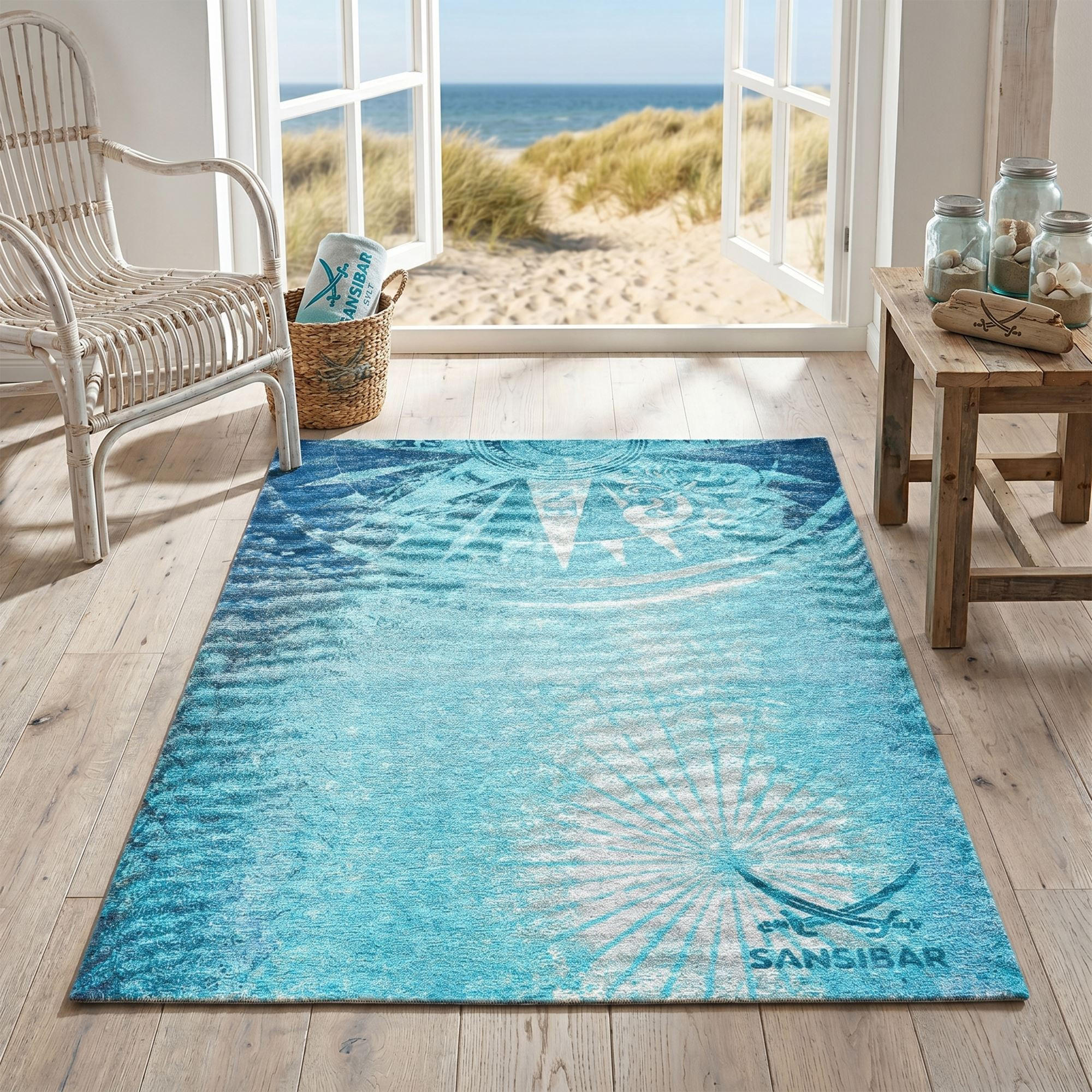 FLACHWEBTEPPICH Keitum 130x190 cm - Blau, Textil (130/190cm) - Sansibar SYLT
