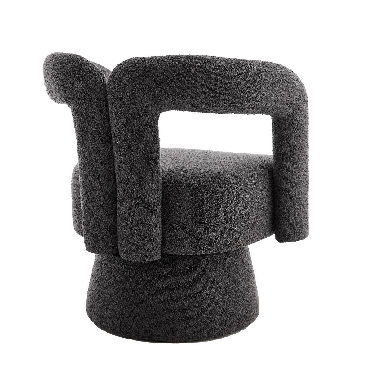 SESSEL 360° drehbar mit Boucle-Bezug, DE-42217, Dunkelgrau - Dunkelgrau, Holzwerkstoff (55/74/67cm) - ComfortXL