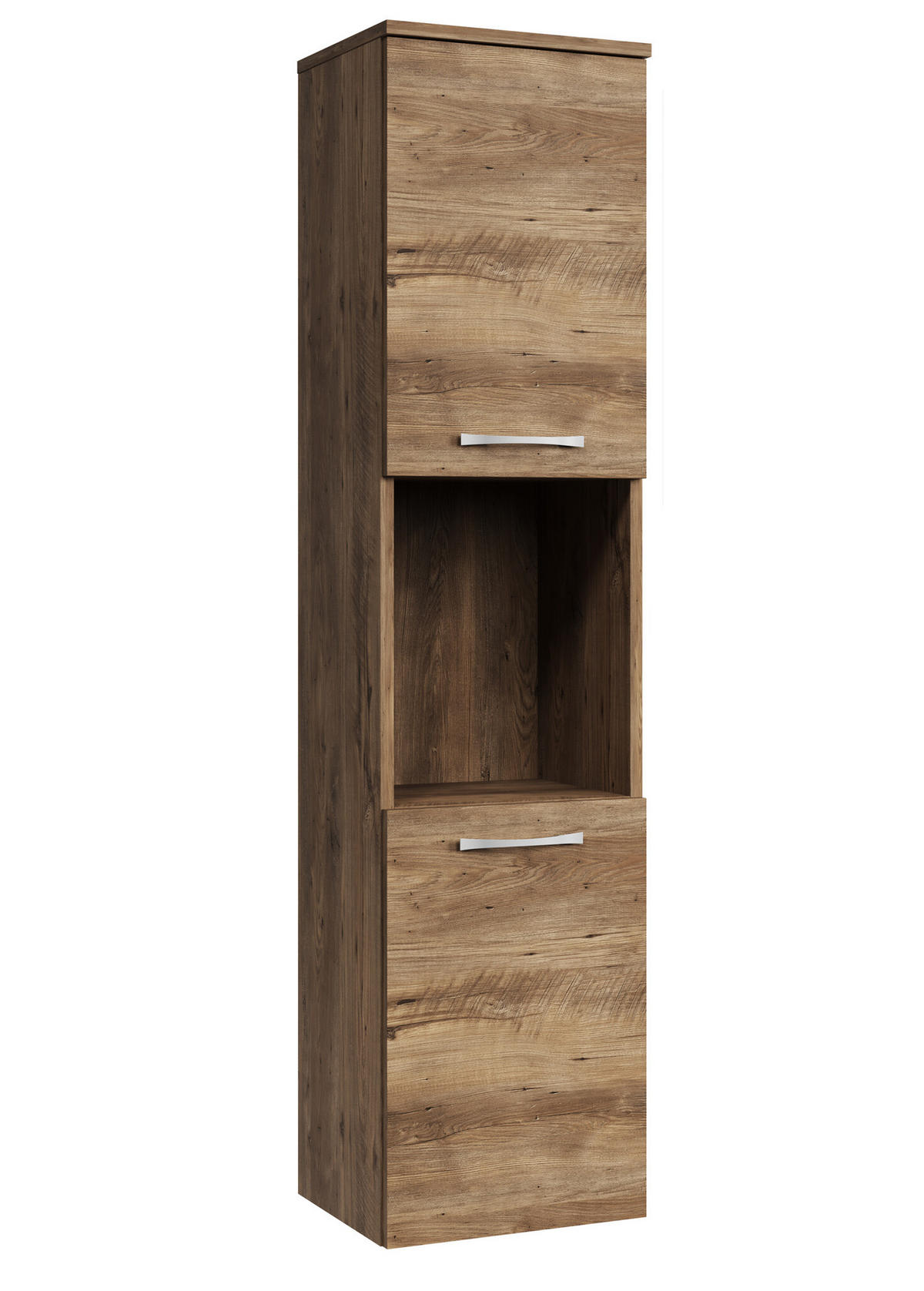 BADEZIMMERSCHRANK Montreal mit 2 Türen Braun Eiche - 30 x 30 x 130 cm - Eichefarben/Braun, Holz (30/131/30cm) - Badplaats