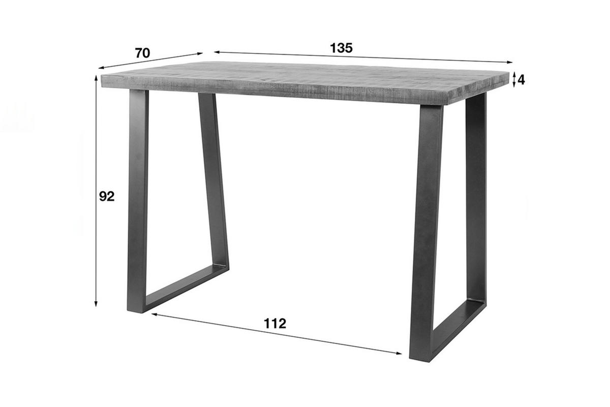 BARTISCH FINA Holz Mango - Schwarz/Braun, Holz/Metall (70/92/135cm) - KAWOLA
