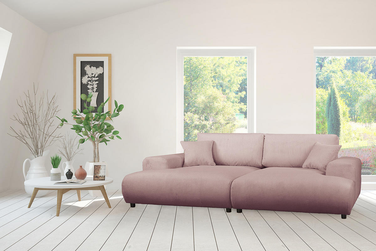 BIGSOFA - Mauve/Schwarz, Kunststoff/Textil (237/79/144cm) - home24