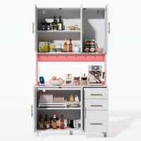 BUFFET aus MDF 100x40x183 cm Weiß mit App-gesteuerter LED-Beleuchtung, Steckdosen, USB-Anschluss und viel Stauraum - Weiß, Holzwerkstoff (100/183/40cm) - Modfu