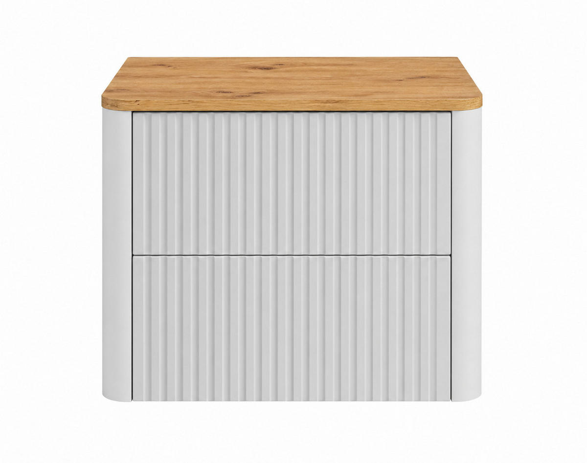 BADEZIMMERSCHRANK: Weiß, Platte Craft-Eiche, 60,8 x 44,2 x 50 cm - Eichefarben/Weiß, Holzwerkstoff (60.8/48.4/44.2cm) - 3XE LIVING