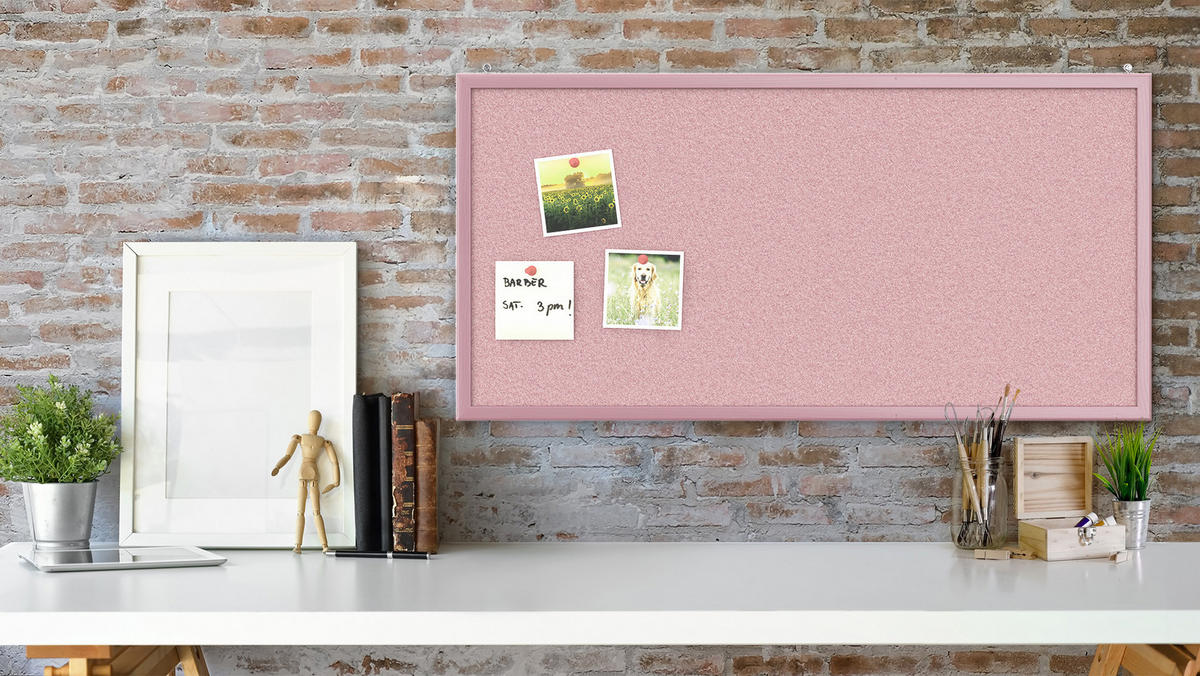 PINNWAND, Korktafel in Pink, 80x40 cm, Holzrahmen - Pink lackiert - Pink, Holz (80/40/1.5cm) - ALLboards