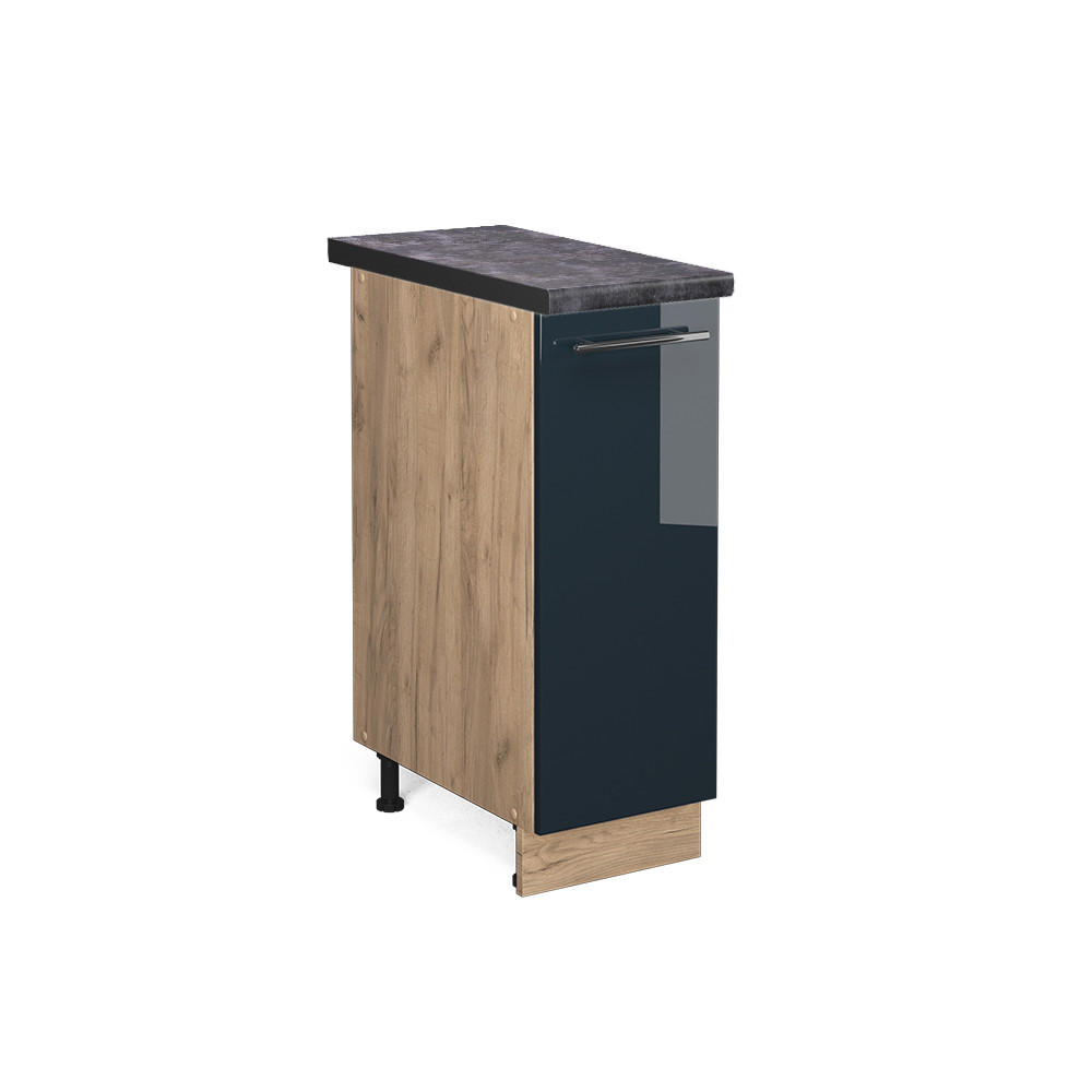APOTHEKERUNTERSCHRANK Fame-Line Dunkelblau Hochglanz 30 cm, AP Anthrazit - Eiche Wotan/Dunkelblau, Holzwerkstoff (30/82/60cm) - Vicco