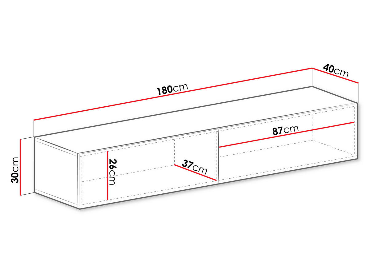 TV-LOWBOARD Vigo 180 - Grau, Holzwerkstoff (180/30/40cm) - MIRJAN24