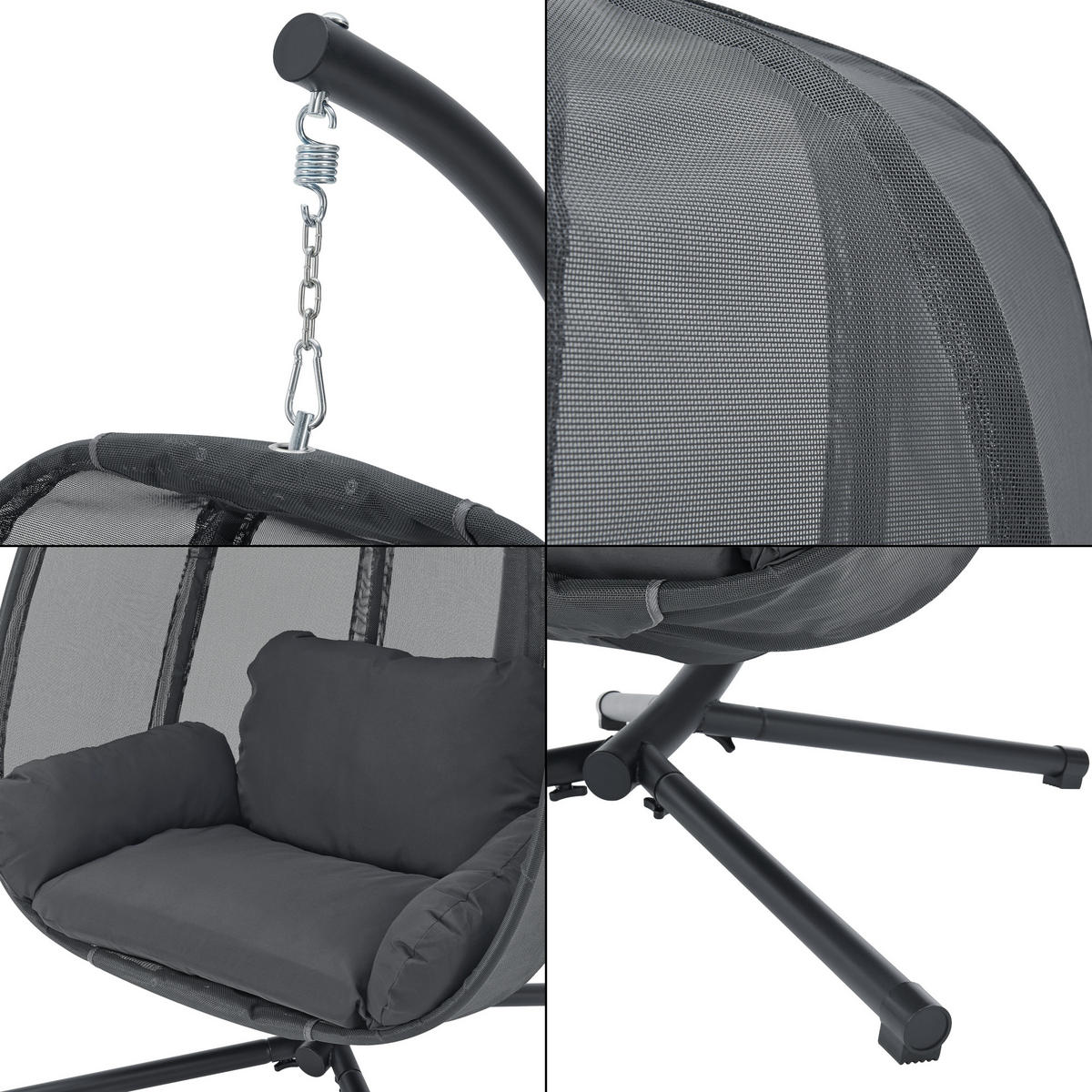 HÄNGESESSEL Abegondo - Dunkelgrau, Kunststoff (120/168/108cm) - [en.casa]