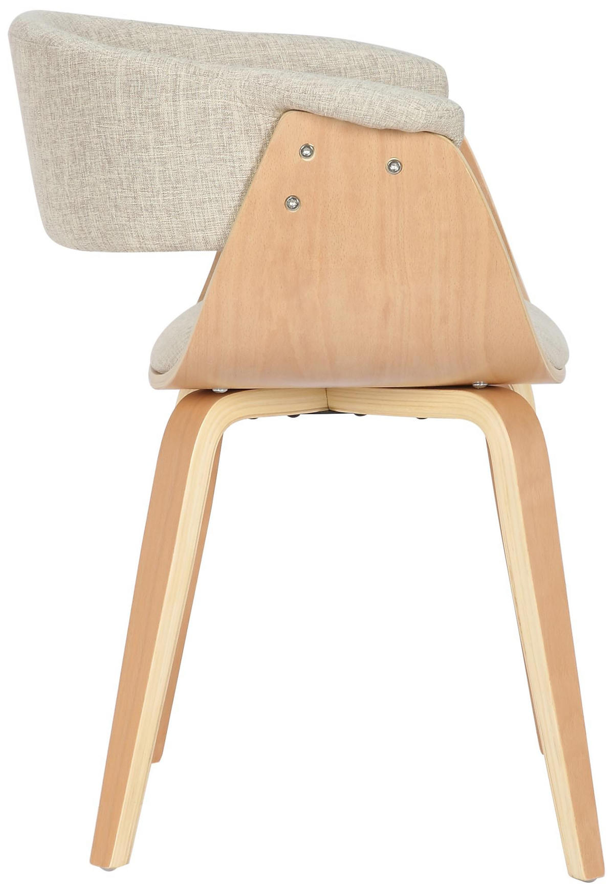 ARMLEHNENSTUHL 2er Set Stoff Natura/Creme - Eukalyptusholzfarben/Creme, Holz/Textil (60/75/55cm) - CLP