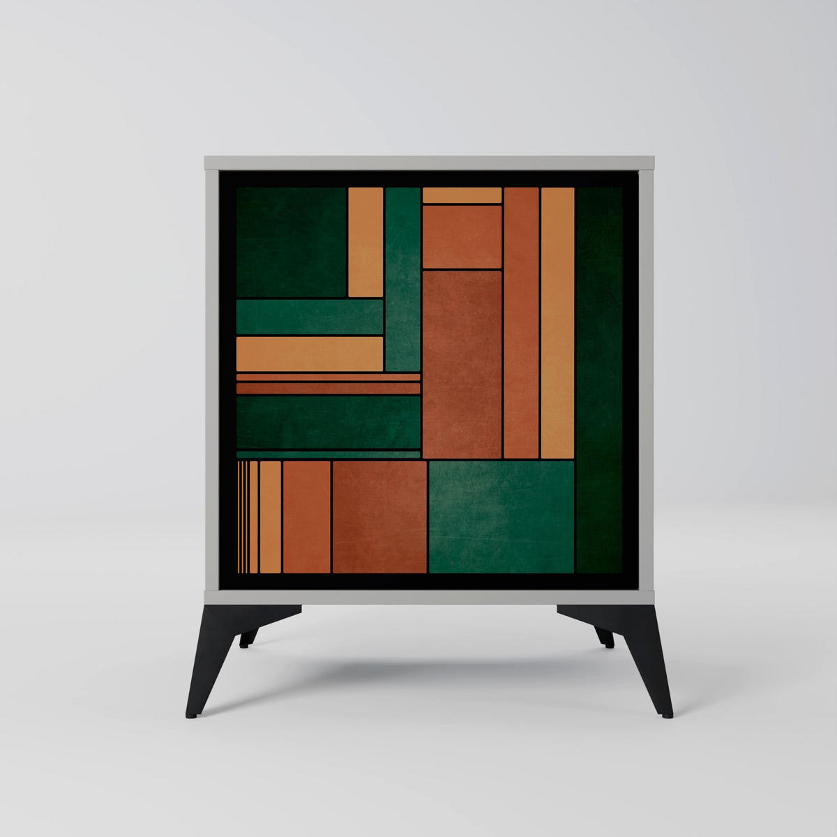 SIDEBOARD EARTHY FIGURES, Grau, 57,5x42x57,5 cm, Ohne Füße - Multicolor/Grau, Holzwerkstoff (57.5/57.5/42cm) - SpaceRebels
