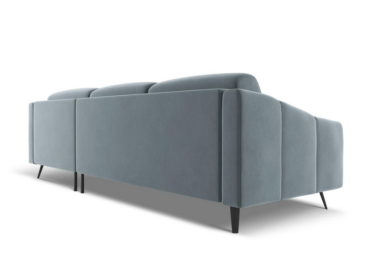 ECKSOFA Rechts Samt Stoff Blau - Blau/Schwarz, Textil/Metall (264/160cm) - Makamii