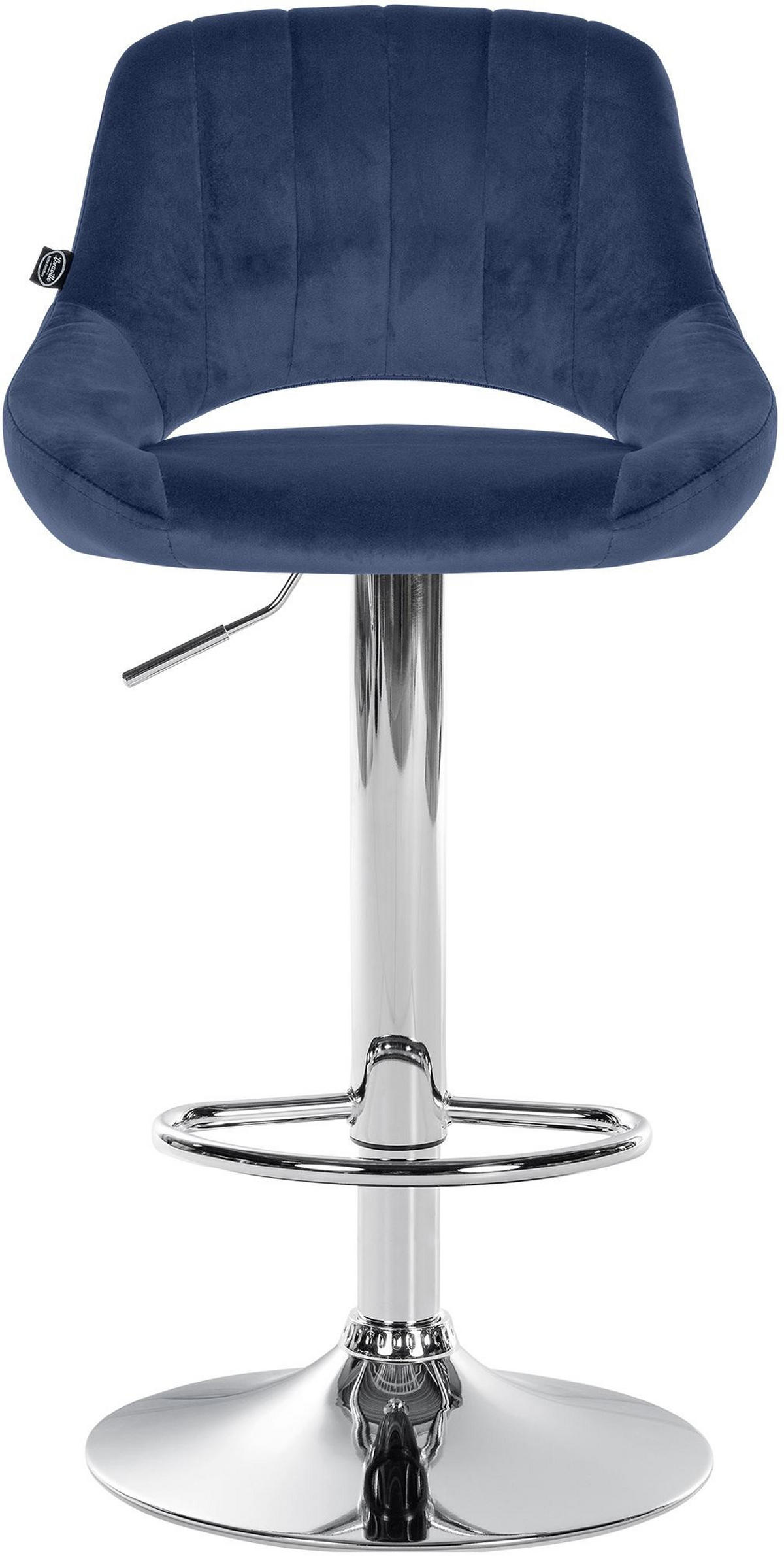 BARHOCKER 2er Set Samt blau - Chromfarben/Blau, Textil (47/85/48cm) - CLP