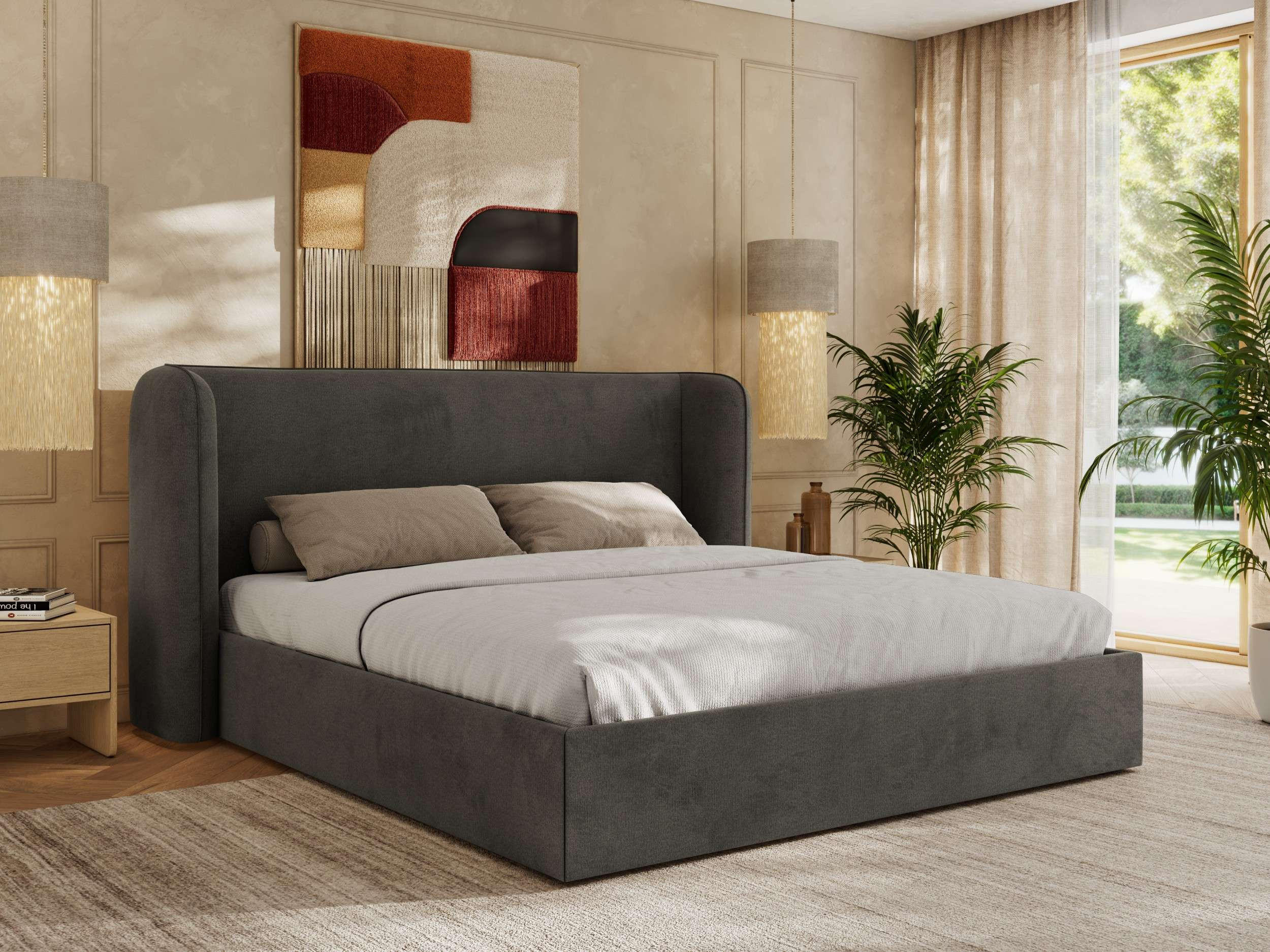 POLSTERBETT EMORA CLASSIC 160/200 - Dunkelgrau Velvet - Multipocket-Matratze - Dunkelgrau, Textil (160/200cm) - MKS