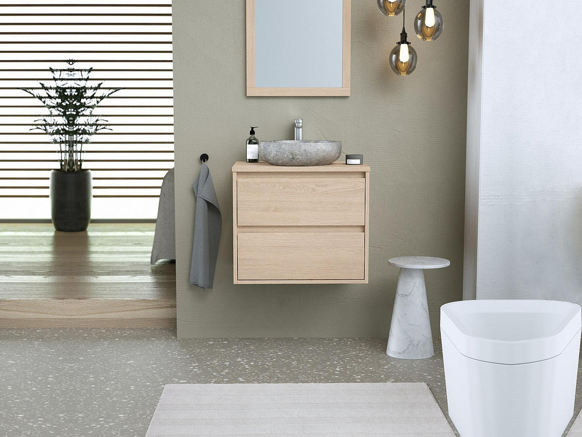 EINZELWASCHTISCH - 60 cm x 45 cm - holz - naturfarben hell Milipam - Naturfarben, Holz/Holzwerkstoff (60/50/45cm) - Vente-Unique