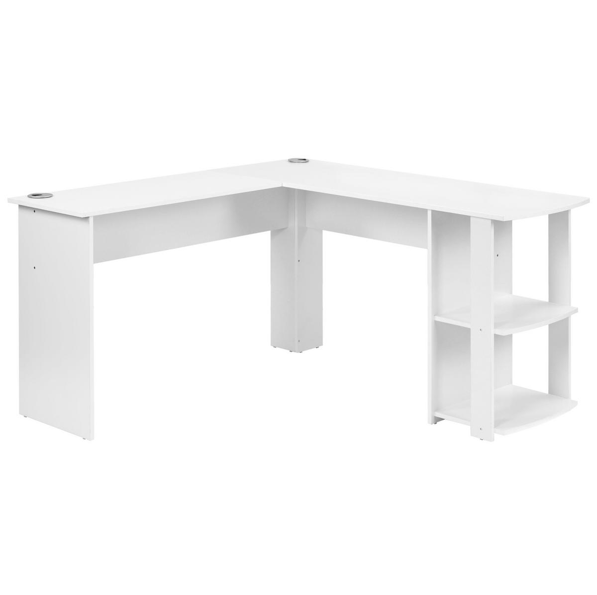 ECKSCHREIBTISCH 140/50/75 cm weiß mit 2 Ablagen L-förmig - Weiß, Holzwerkstoff (140/140/75cm) - OKWISH