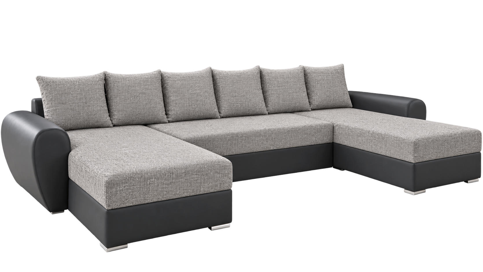 WOHNLANDSCHAFT PUMA U-Form 308 cm mit Schlaffunktion, Bettkasten, Kunstleder-Stoff oder Samt, verschiedene Farben - Schwarz, Kunststoff (308/85/140cm) - Wohnideebilder