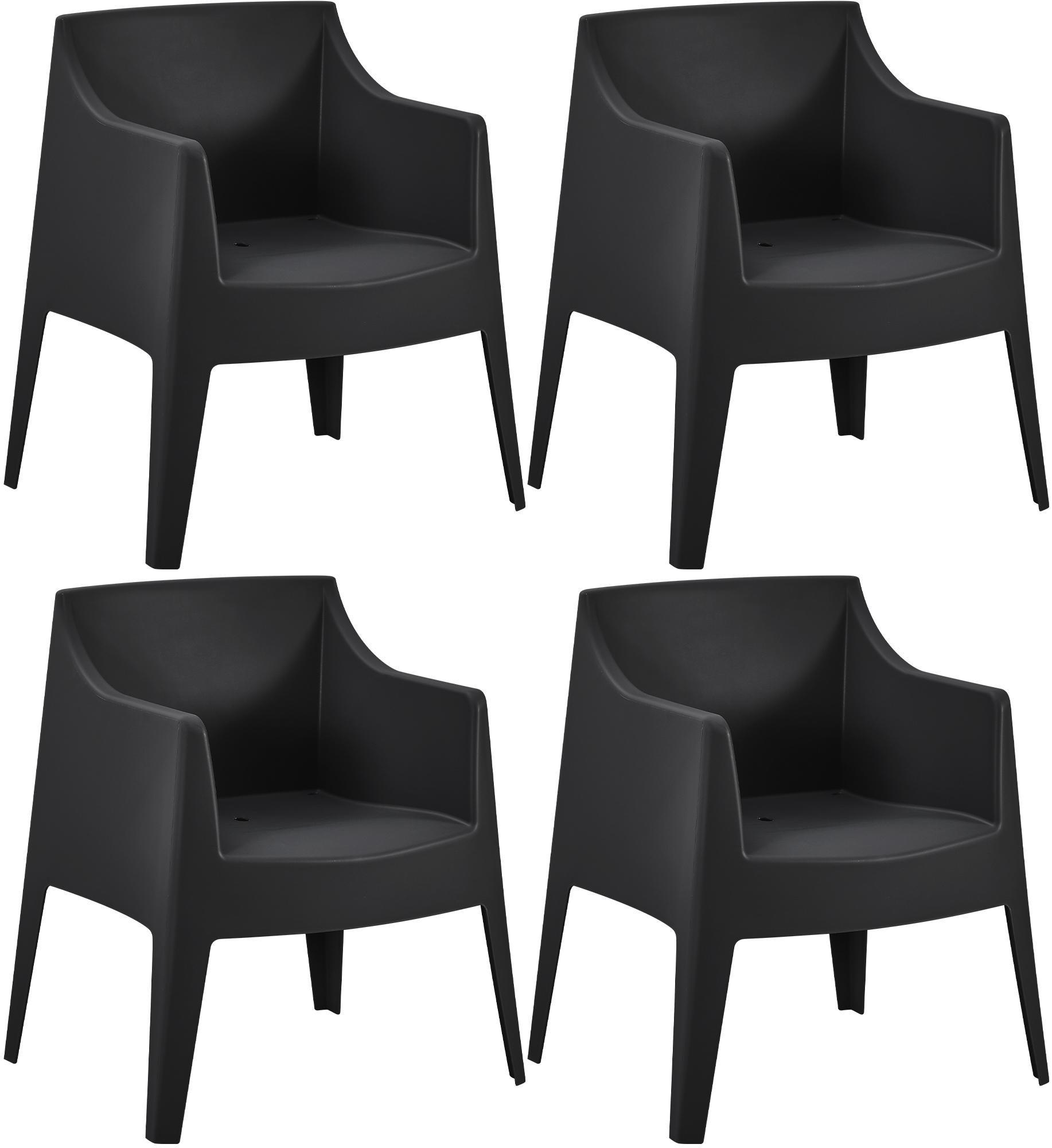 GARTENSTUHL Henri 4er Set 73x57x78cm Kunststoff Schwarz Stapelstuhl - Schwarz, Kunststoff (73/78/57cm) - DELUKE
