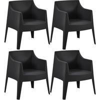GARTENSTUHL Henri 4er Set 73x57x78cm Kunststoff Schwarz Stapelstuhl - Schwarz, Kunststoff (73/78/57cm) - DELUKE