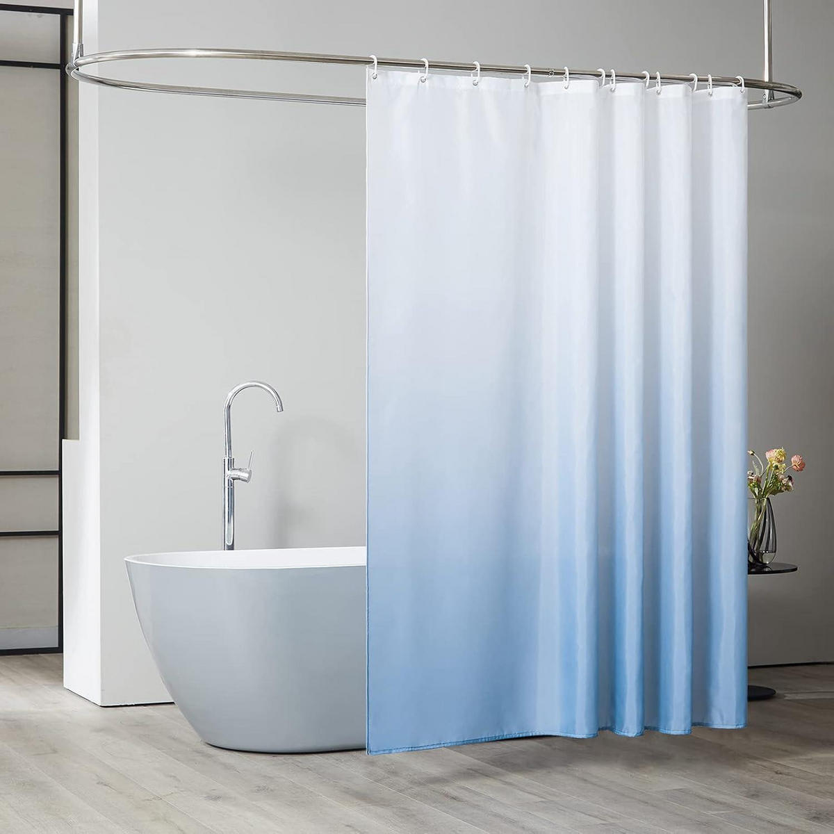 DUSCHVORHANG 180 x 180 cm Hellblau mit 12 Ringen - Multicolor, Textil (180/180cm)