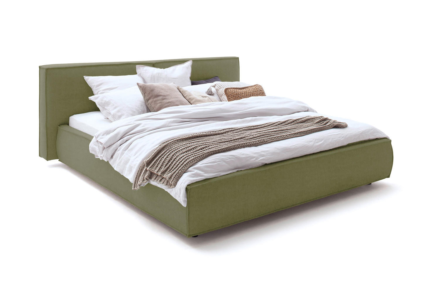 POLSTERBETT CARLO Grün Massivholz - Grün, Textil (140/200cm) - KAWOLA