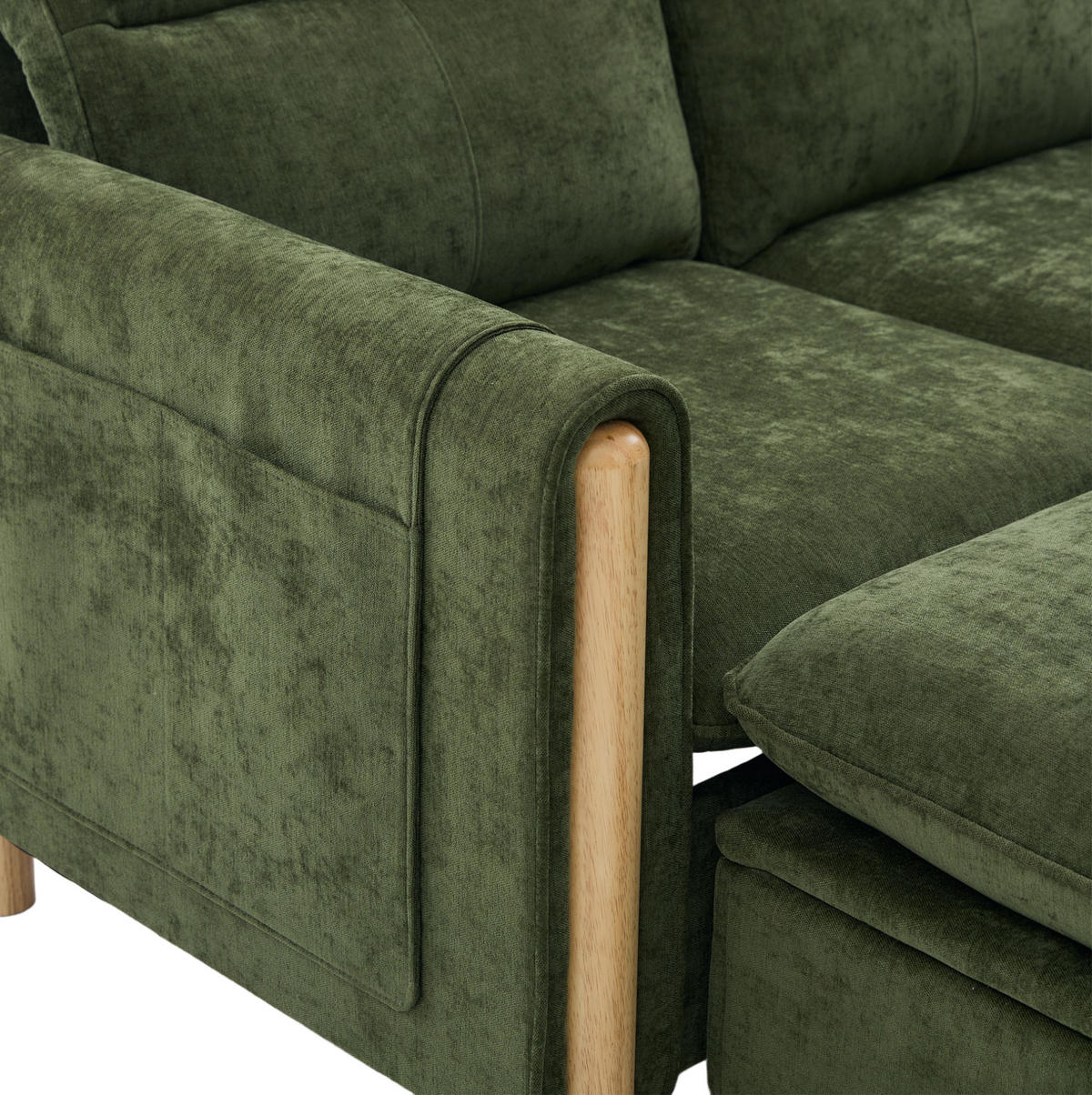 SOFA L-Form mit Stauraumhocker 201 cm Grün - Grün, Holz (77/201cm) - Meubliv