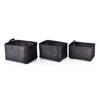 KORB Sara 3er Set schwarz 26/38/22cm Samtstoff - Schwarz, Kunststoff (26/22/38cm) - Mondex
