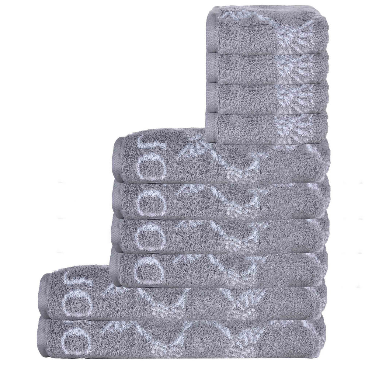 HANDTUCH Unisex Grau Baumwolle 10er Pack - Grau, Textil (100/50cm) - Joop!