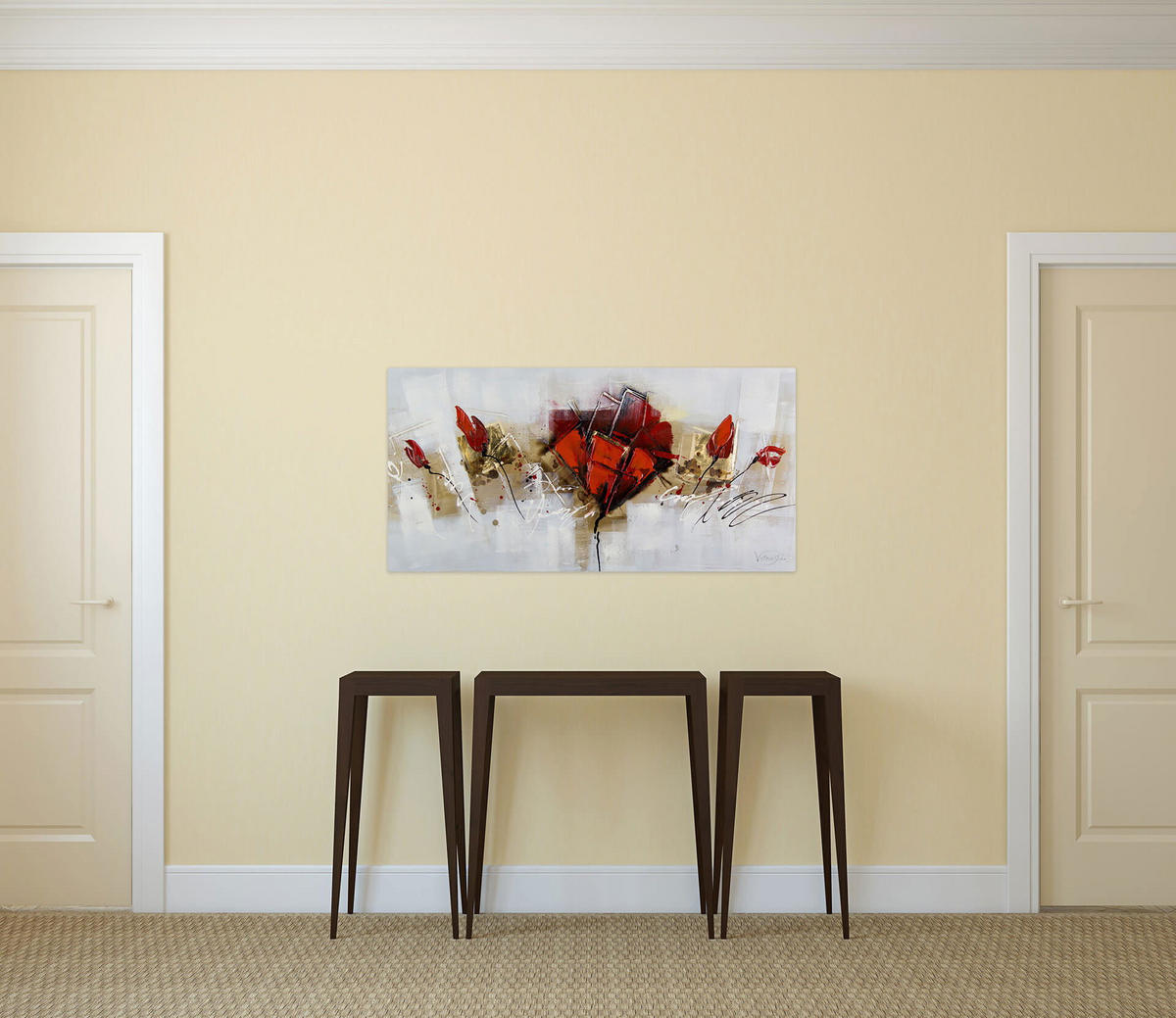 ÖLGEMÄLDE 100/50 cm - Rot, Holz/Textil (2.32/50cm) - KUNSTLOFT