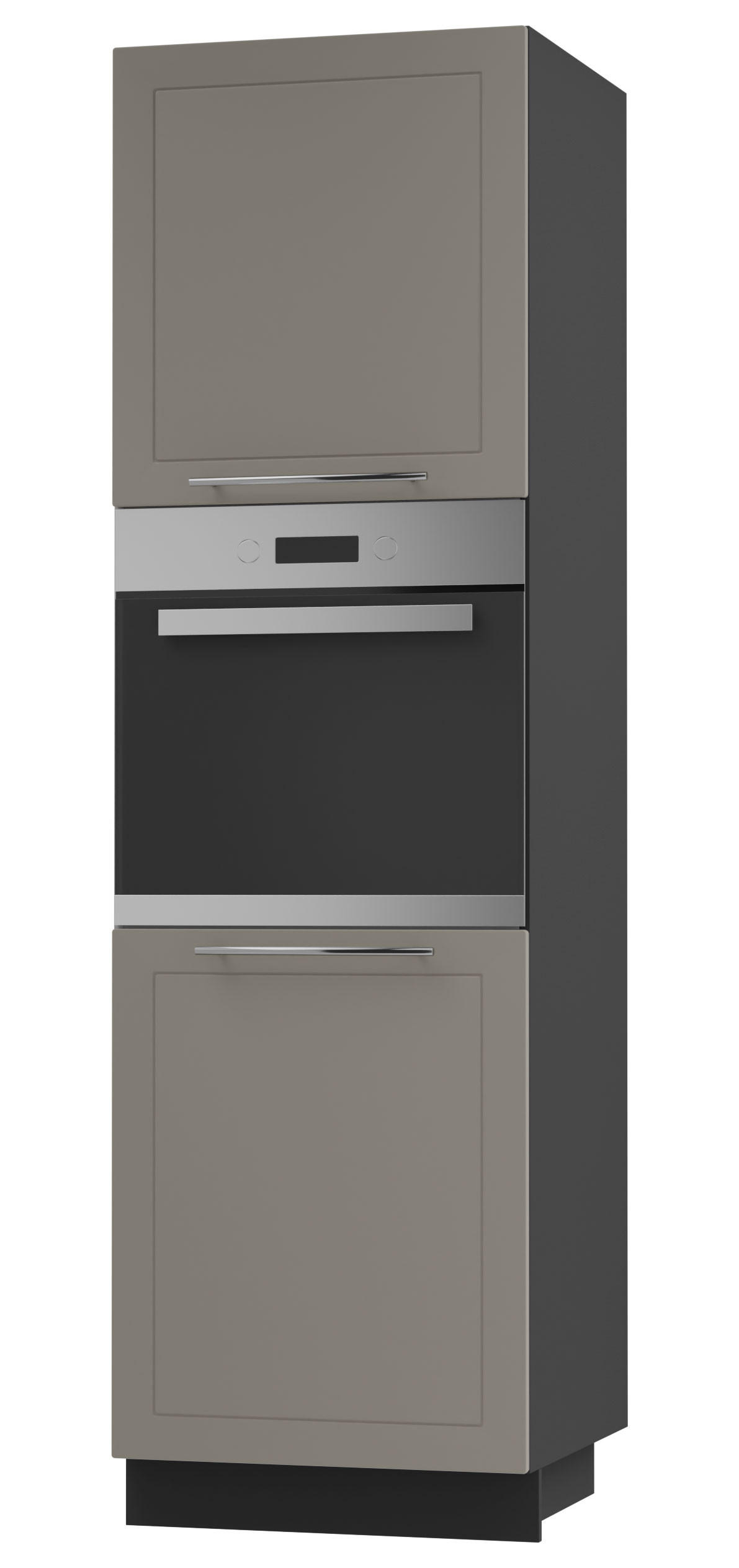 BACKOFENHOCHSCHRANK Kvantum D14/RU/2D Beige Matt / Schwarz Matt 60 / 59 / 207cm - Beige/Schwarz, Holz/Holzwerkstoff (60/207/59cm) - Feldmann-Wohnen