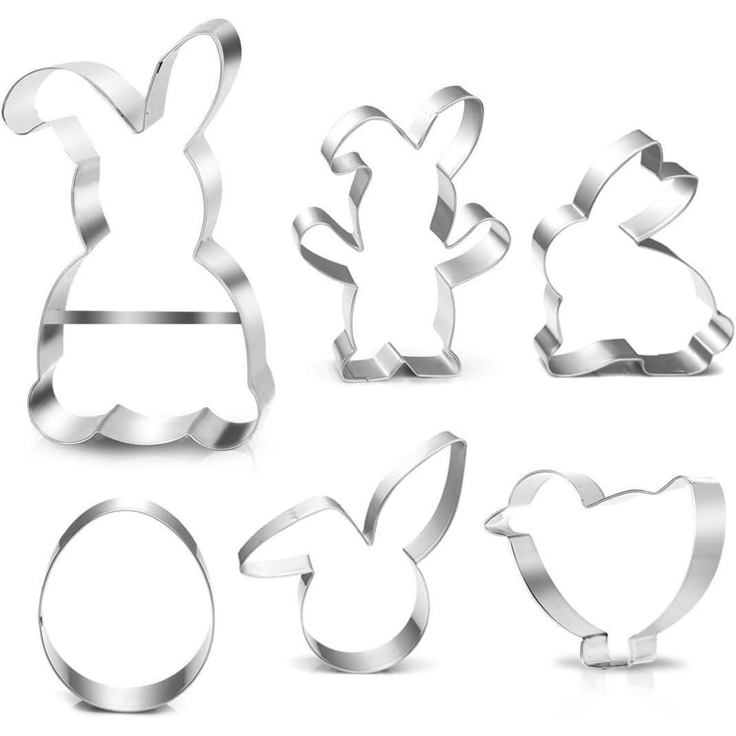 AUSSTECHFORMEN Set 6-teilig Ostern mit Hase 20 cm - Silberfarben, Metall (110/1/200cm)