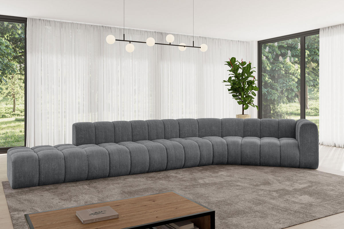 ECKSOFA modulares Sofa Tilmo-L2 - 490x194x70 cm Dunkelgrau - Dunkelgrau, Holzwerkstoff/Textil (490/194cm) - ALTDECOR