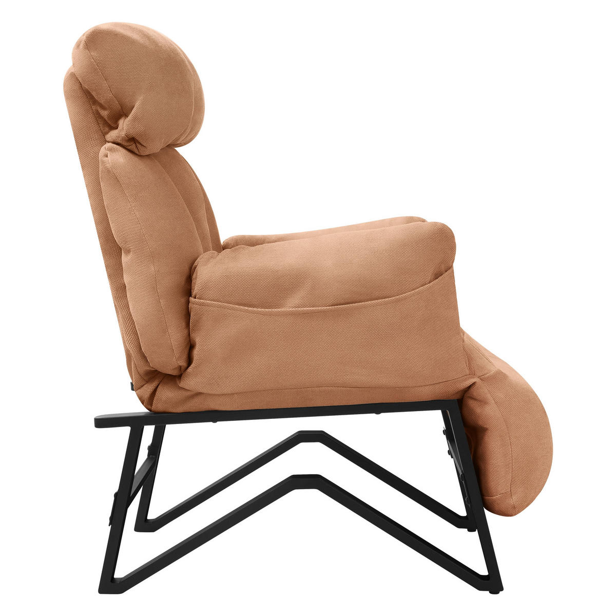 RELAXSESSEL Braun Leinenbezug verstellbar mit Armlehnen und Fußablage - Schwarz/Braun, Textil/Metall (85/102/82cm) - ML-DESIGN