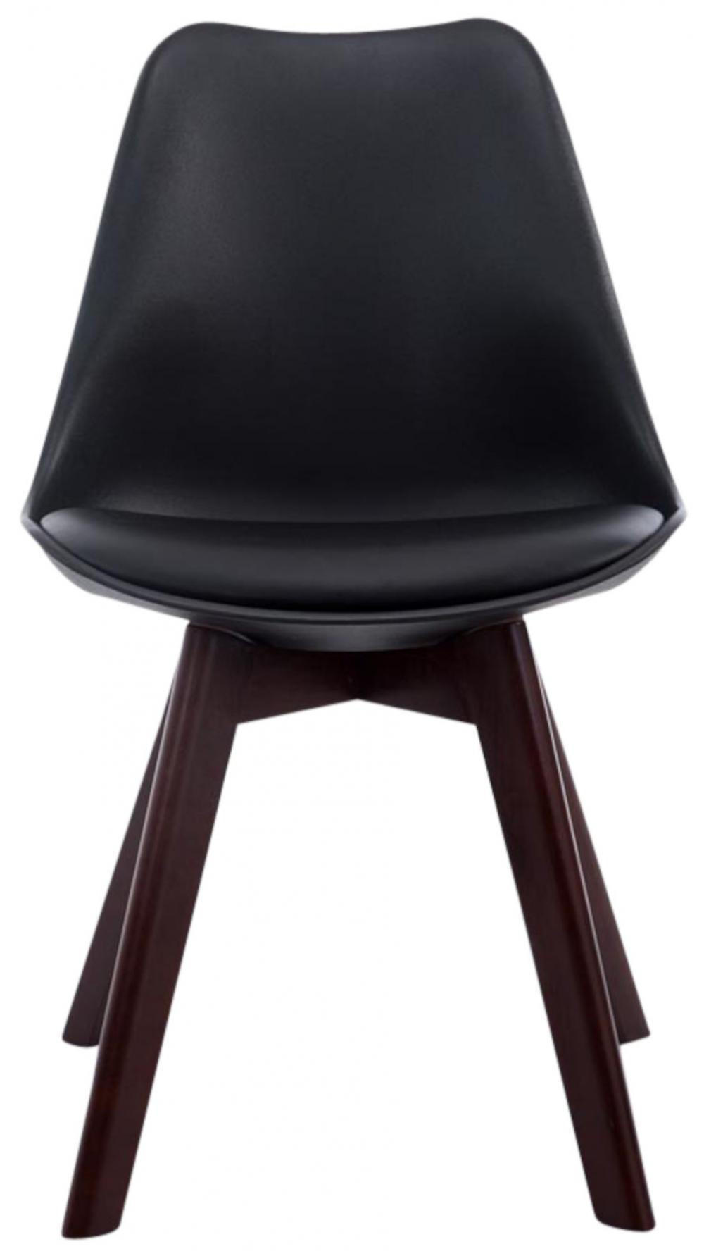 STUHL 4er Set Lederlook schwarz - Walnussfarben/Schwarz, Holz/Textil (48/84/55cm) - CLP