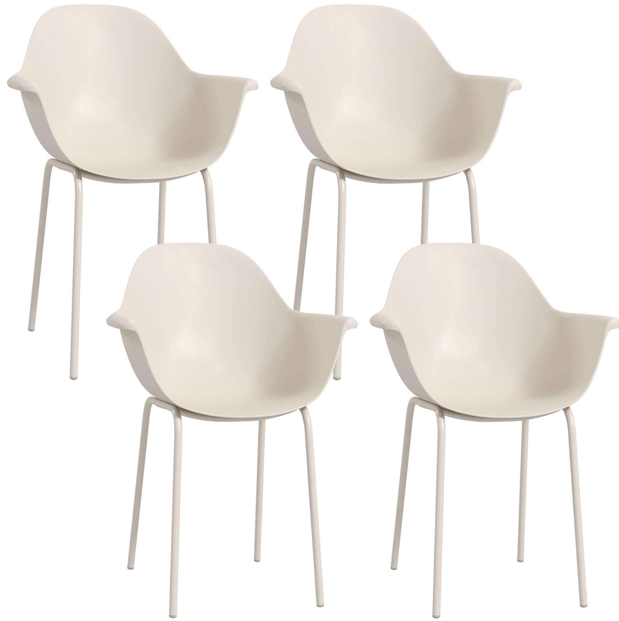 GARTENSTUHL 59/55/84 cm im 4er-Set mit Armlehnen und hoher Rückenlehne, Grau - Grau, Kunststoff (55/84/59cm) - Redom
