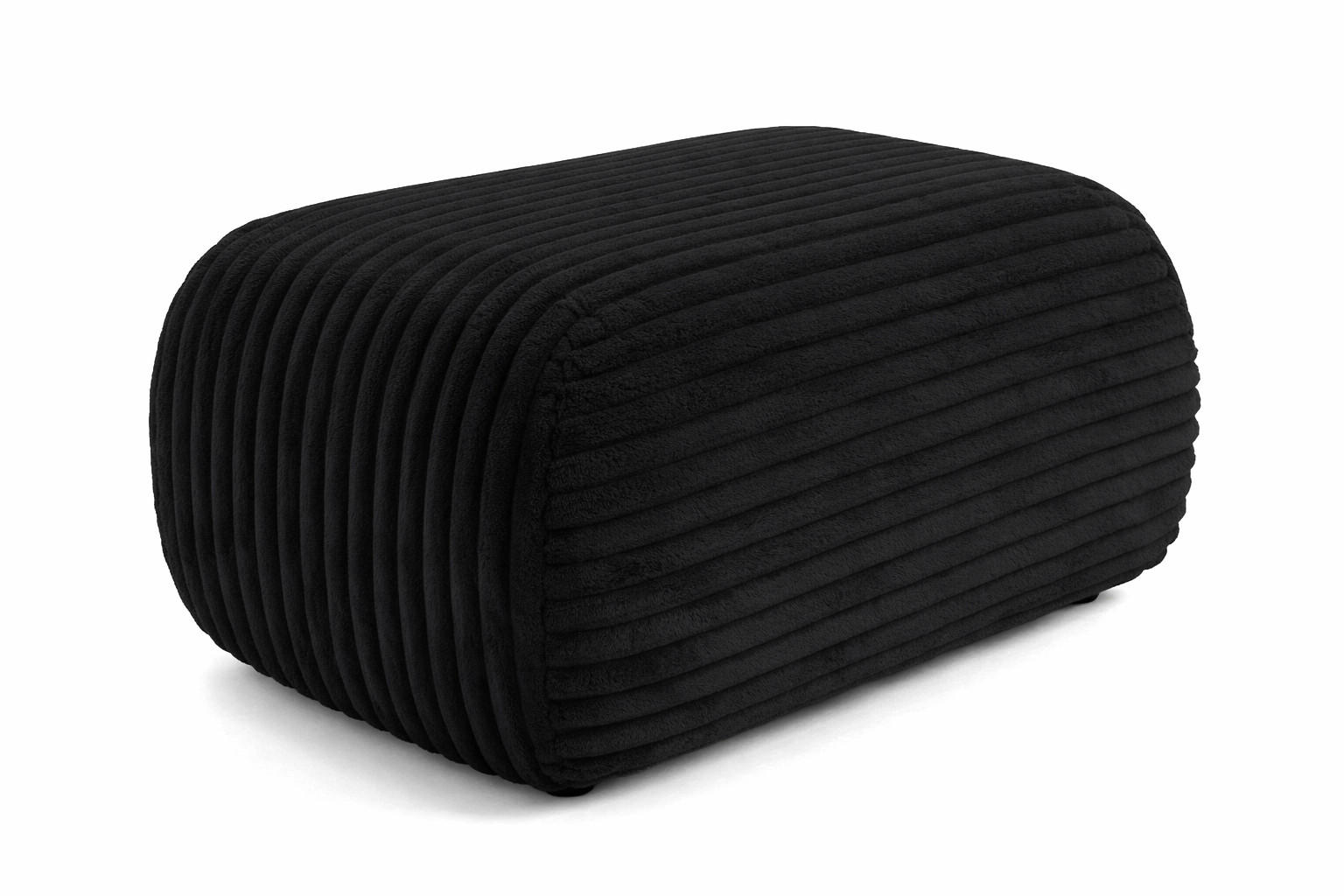 HOCKER Sitzpouf Für Wohnzimmer, Cordstoff Tilia, Schwarz, BIS - Schwarz, Holz (64/40/40cm) - Kaiser Möbel