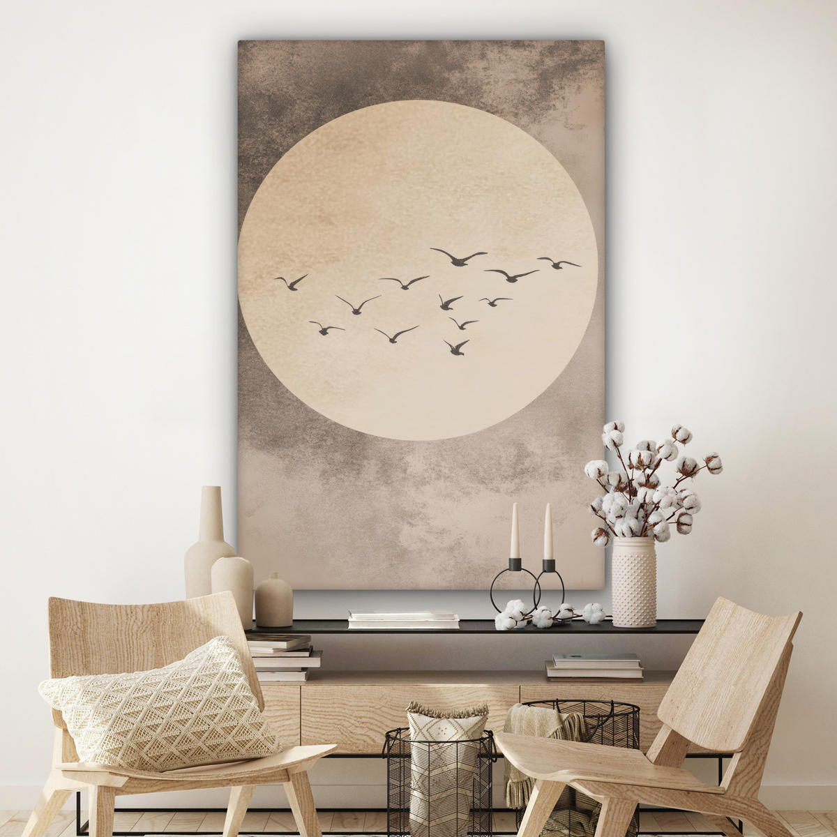 SLIKA NA PLATNU Ptica 90x140 cm - sivorjava, tekstil (90/140cm) - MuchoWow