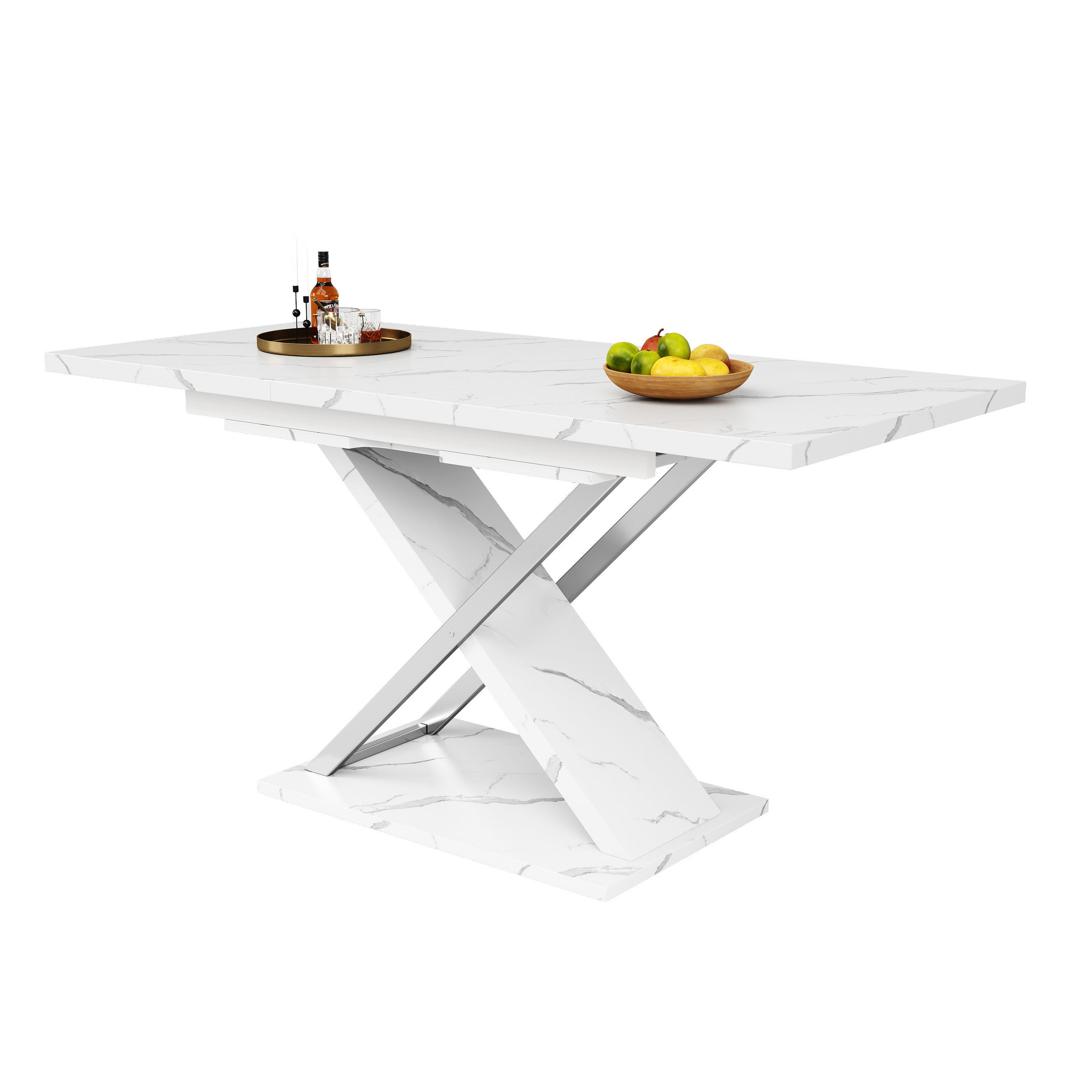 ESSTISCH Weiß 157/75/76.4 cm - Weiß, Holz/Metall (75/157/76.5cm) - Urban Meuble