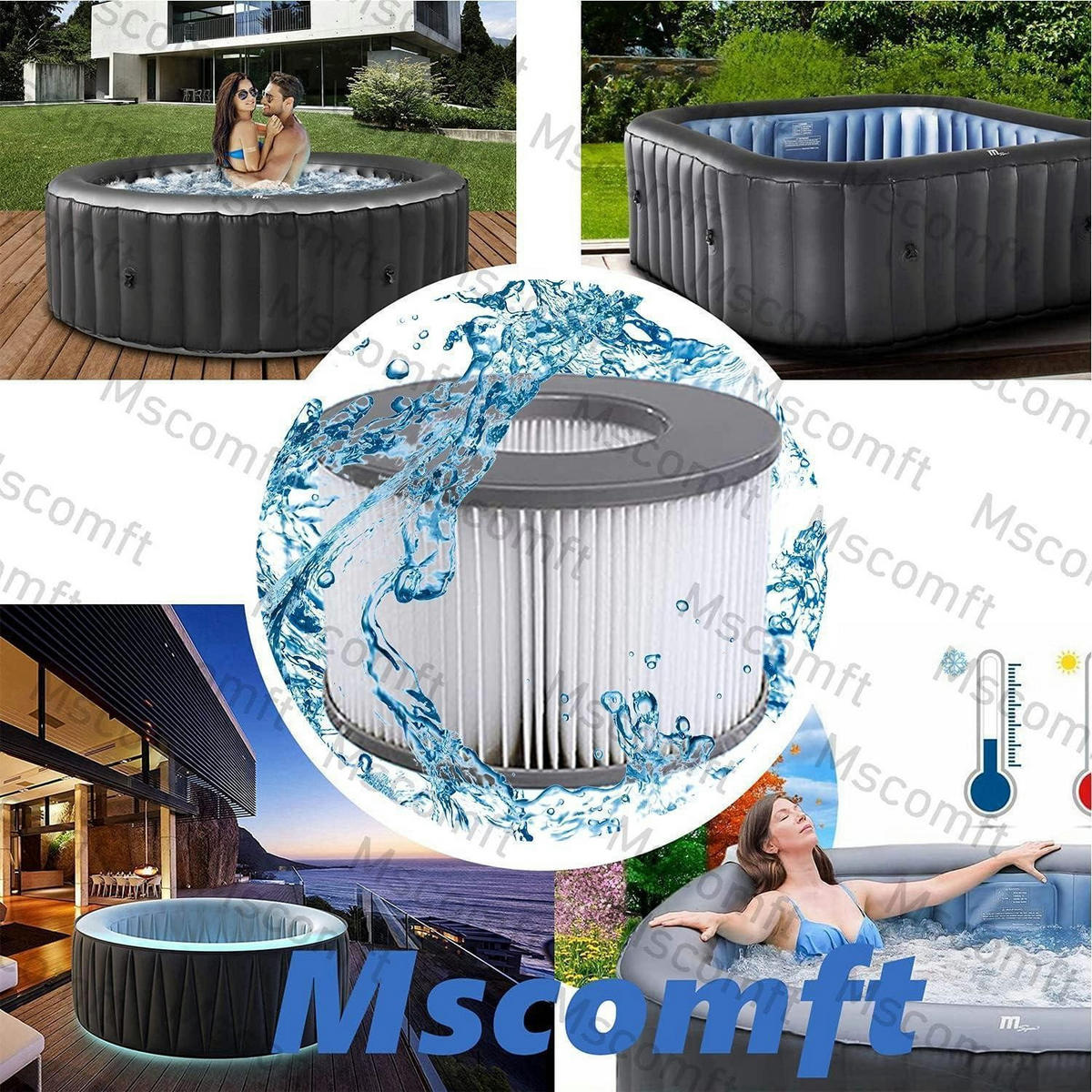 FILTERKARTUSCHEN 12er Set für aufblasbare Whirlpools Ø 11 cm x 8 cm - Multicolor, Kunststoff (11/8/11cm)
