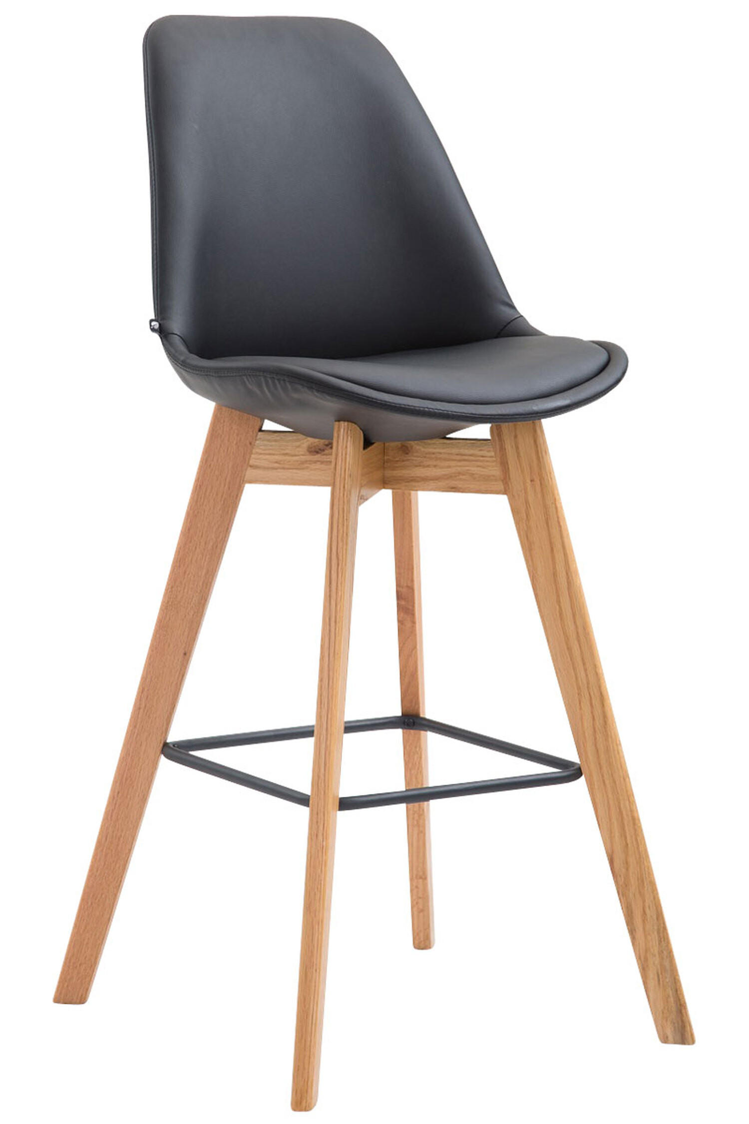 BARHOCKER Medoc, Gestell Natura, Kunstleder Schwarz - Schwarz/Naturfarben, Holz/Kunststoff (48/100/56cm) - TPFLiving