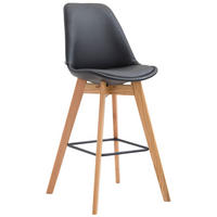 BARHOCKER Medoc, Gestell Natura, Kunstleder Schwarz - Schwarz/Naturfarben, Holz/Kunststoff (48/100/56cm) - TPFLiving