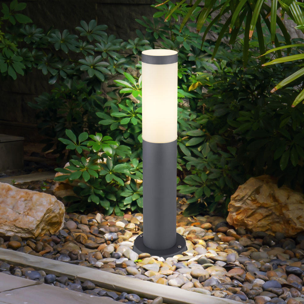LED AUSSENLEUCHTE BOSTON Edelstahl Opal - Anthrazit, Metall (12.7/12.7/45cm) - Globo Lighting