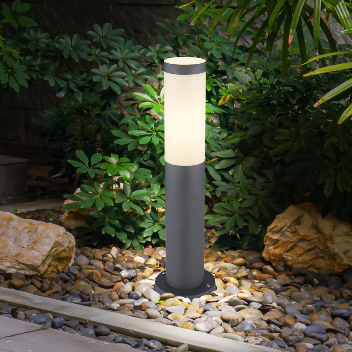 LED AUSSENLEUCHTE BOSTON Edelstahl Opal - Anthrazit, Kunststoff/Metall (12.7/45/12.7cm) - Globo Lighting