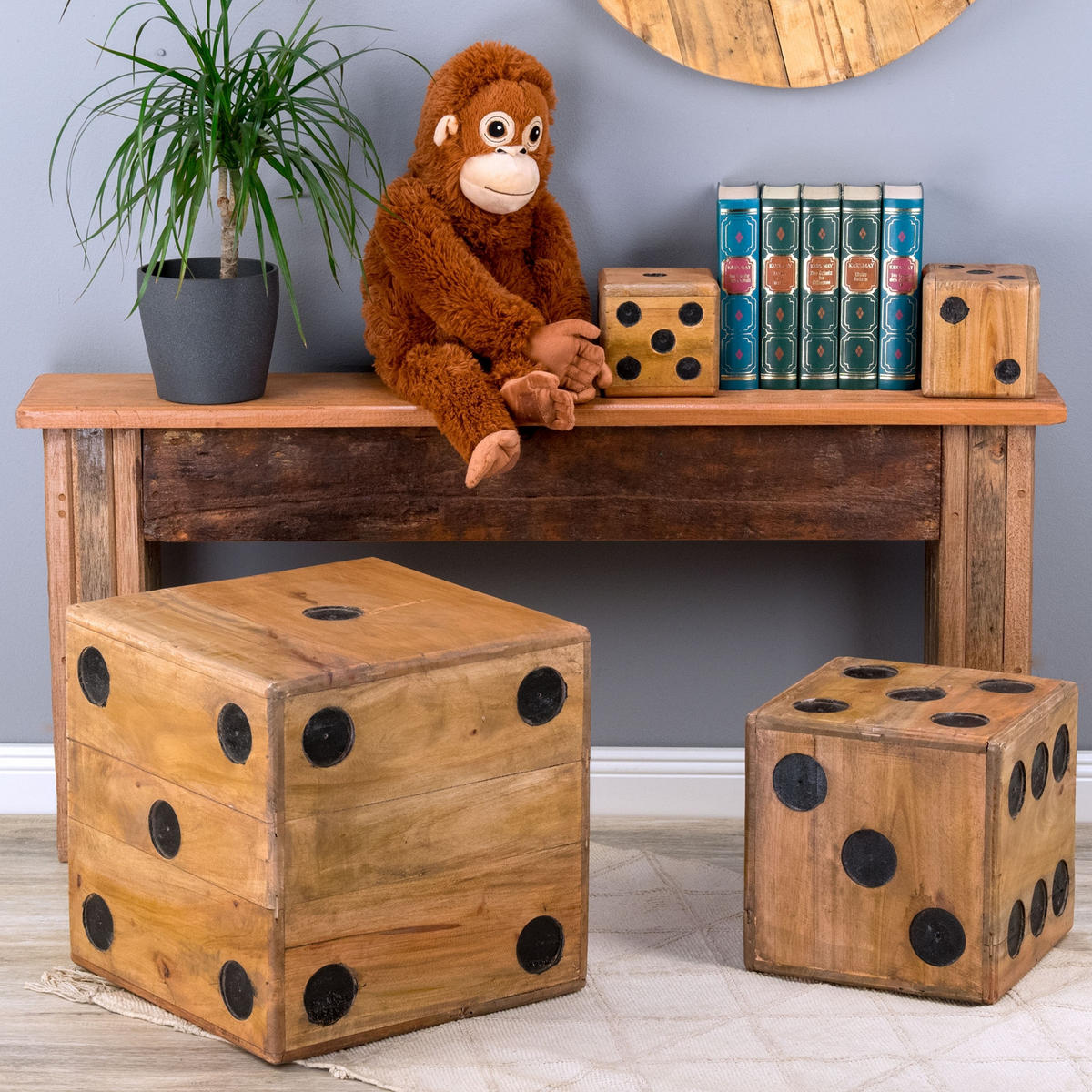 HOCKER WÜRFEL Game 25 Massivholz, 25cm naturfarben - Naturfarben, Holz (25/25/25cm) - CREEDWOOD