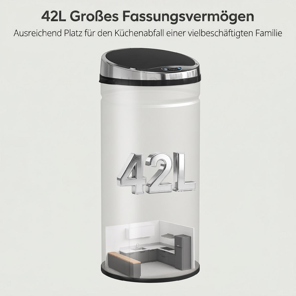SENSOR-MÜLLEIMER Edelstahl ABS Silber - Silberfarben, Metall (30.5/68/30.5cm) - HOMCOM