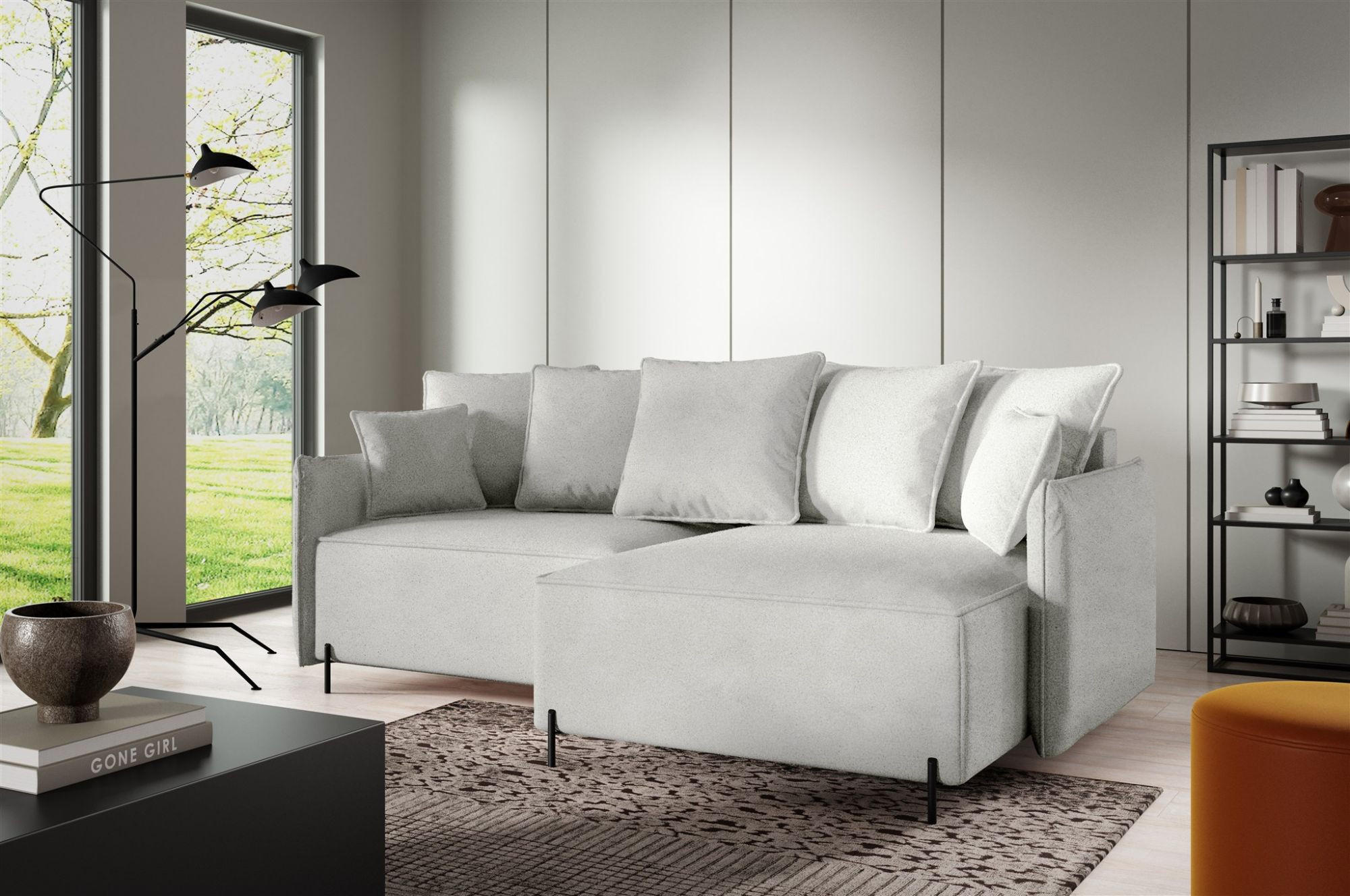 ECKSOFA Betto - Hellgrau, Holzwerkstoff/Textil (221/148cm) - Fun Möbel