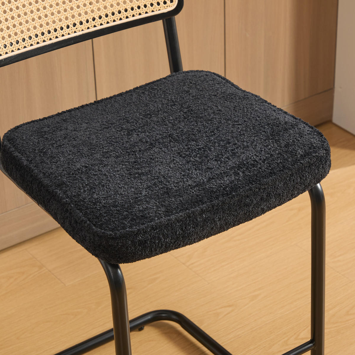 BARHOCKER DE-36899 2er-Set mit Holzrahmen und Rattan-Optik Schwarz - Schwarz, Metall (53.5/98/47cm) - ComfortXL