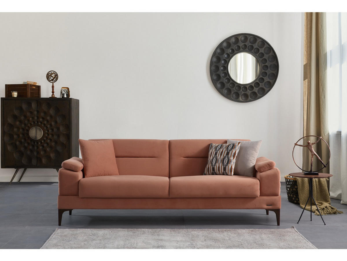 SOFA Eluna 3-Sitzer Mikrofaser Webstoff Braun - Braun, Kunststoff/Textil (230/85/90cm)