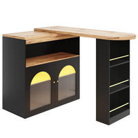 KÜCHENINSEL 138-193/39/105 cm Schwarz mit LED Lichtstreifen und Stauraum - Schwarz, Holz (39/105/193cm) - Oxeza