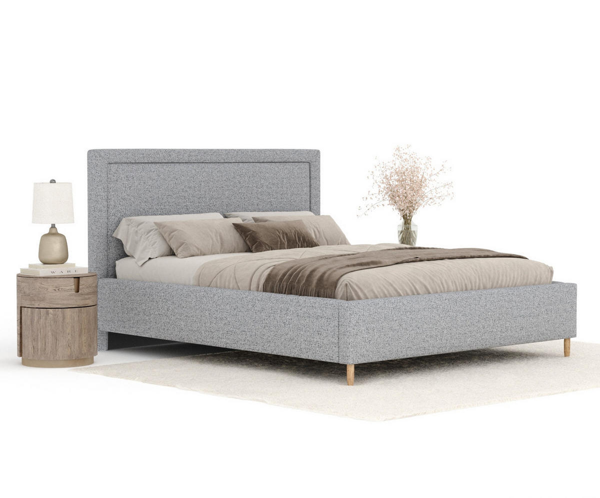 POLSTERBETT Ordina Grau 120/200 cm im Webstoff - Naturfarben/Grau, Holz/Holzwerkstoff (120/200cm) - Maison de Reve