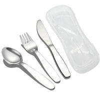 KINDERBESTECK Set 3-teilig mit Reiseetui Edelstahl - Silberfarben, Metall